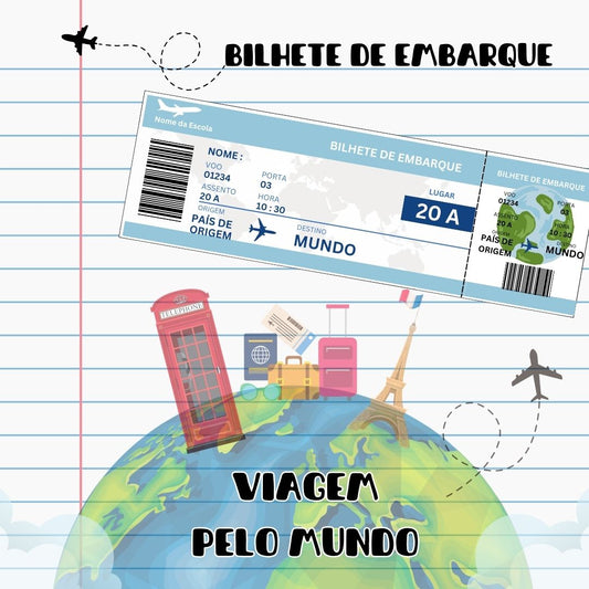 Bilhete de embarque - Viagem pelo Mundo