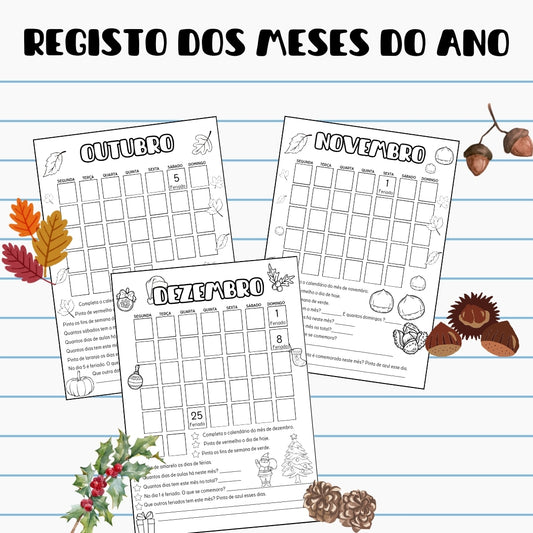 Registo dos meses do ano