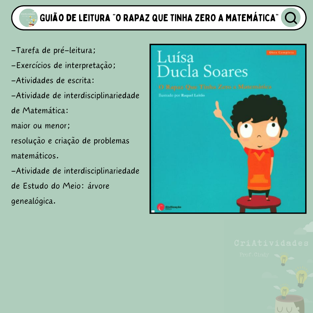 Guião de leitura "O rapaz que tinha zero a matemática"